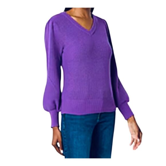 Liz Claiborne Womens V-Neck Purple Sweater L - Picture 1 of 7
